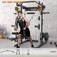 Smith Machine Strength Training Squat Rack with Smith Bar, Power Cage with LAT Pull-Down Systems, Cable Crossover Machine for Home Gym and More Training Attachment