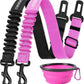 COOYOO Dog Seat Belt,3 Piece Set Retractable Dog Car Adjustable Seatbelts for Vehicle Nylon Pet Safety Heavy Duty & Elastic & Durable Car Harness for Dogs
