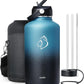 BUZIO Insulated Water Bottle with Straw Lid and Flex Cap, 64oz Double Wall Vacuum Stainless Steel Water Thermo Wide Mouth Lid, Cold for 48 Hrs Or Hot for 24 Hrs Sweat Proof Flask, Indigo Crush