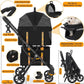 PAWZIDEA Double Pet Stroller with 2 Detachable Carriers, Portable Dog Crate for Car Travel & TSA-Approved Expandable Cat Carrier, Foldable Lightweight Jogger Stroller for 2–4 Cats or Small/Medium Dogs