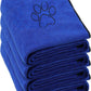 Chumia 4 Pack Dog Towels for Drying Large Microfiber Grooming Tools Absorbent Soft Bath Supplies with Embroidered Paw for Small Medium Pet Products(30 x 50 Inch,Blue)