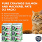 Salmon and Mackerel Pate, Canned Wet Cat Food, 100% Mercury-Tested, Moist Can Fish, Grain-Free Protein, Non-GMO, 12 Pack