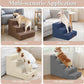 GGIB Non-Slip Pet Stairs for Small Dogs & Cats - 4-Step, Removable Washable Cover, Light Grey, 17" H