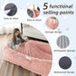 Human Dog Bed, 71''x45''x12'' Size Fits You and Pets, Washable Faux Fur Pet Bed for People Doze Off, Napping Orthopedic Dog Bed, Present Plump Pillow, Blanket, Strap - Pink
