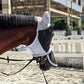Luminous Horse Fly Mask with Long Nose, Ears, Full Face & Eye Protection - Full Mesh, Detachable Nose Cover, Fleece Padded Edging, Hook-and-Loop Straps with Webbing, Hanging Straps Grey