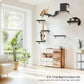 FUKUMARU Cat Wall Shelves, Stable & Safe 4 in 1 Cat Furniture Set, Wooden Climbing Wall with Scratching Post for 16 Inch Drywall - Gray