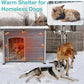 Feral Dog House Outdoor,Anti Bite Iron Frame Dog Kennel,Wood Warm Pets Home,Insulated Weatherproof Outside Shelter for Feral Animal (43.3" (L) x 29.4" (W) x 33.4" (H)-Grey-in)
