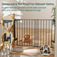 Cumbor 29.2-43" No Bottom Bar Baby Gate for Stairs, 2-in-1 Hardware Mounted Dog Gate Indoor, Wide Pet Gates for Doorway with Large Walk Thru Door, Child-Proof Gate for Top & Bottom of Stairs(Black)