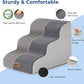 Dog Stairs for Small Dogs - Pet Stairs for Couch and Bed, 35D Foam Dog Steps Ramp with Non-Slip Bottom Brown, 3 Steps