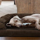 Furhaven Orthopedic Dog Bed for Large Dogs w/ Removable Bolsters & Washable Cover, For Dogs Up to 125 lbs - Plush & Suede Sofa - Espresso, Jumbo Plus/XXL