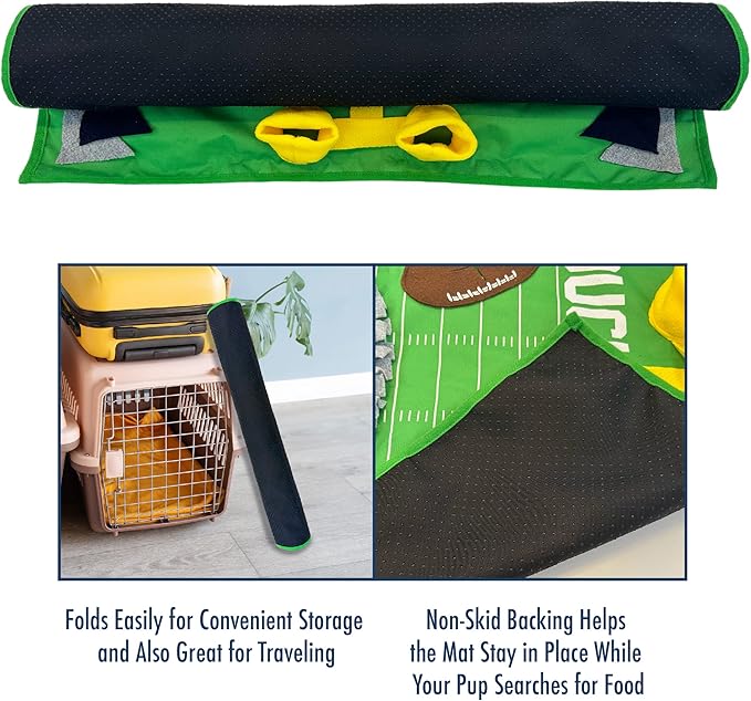 NFL New England Patriots Dog Snuffle Mat – Interactive Pet Slow Feeder, Football Field Design Food Puzzle Toy for Dogs & Cats, Foraging Activity Mat for Smarter Feeding