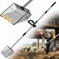 15" Chicken Poop Scooper & Rake, Metal Chicken Coop Scoop for Poop with 24 to 68" Adjustable Stainless Steel Handle, Litter Scooper Sifting Shovel Chicken Coop Accessories