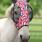 Harrison Howard Super Comfort Stretchy Fly Mask Large Eye Space with UV Protection Soft on Skin with Breathability Flag Grid M