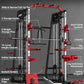 Smith Machine Home Gym All in One, 2200LBS Squat Rack Power Cage with Smith Bar, LAT Pull-Down, Cable Systems, Leg Hold-Down and More Attachments, Workout Equipment (Red Black)
