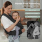 FRUITEAM 6-in-1 Baby Carrier with Waist Stool/Hip Seat for Breastfeeding, One Size Fits All - Adapt to Newborn, Infant & Toddler (Cool Black)