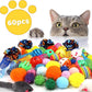 Kitten Toys, 60PCS Cat Balls Springs Toy Set, Cat Mouse Toy, Kitten Sparkle Crinkle Balls Furry Soft Pom Pom
