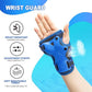 2PM SPORTS Knee Pads for Kids, Wrist Guards Knee and Elbow Pads Set with Drawstring Bag, Protective Gear Set for Girls Boys Roller Skating Cycling Skateboard - Blue Medium