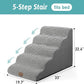 Extra Wide Dog Stairs 19.7" Width, Large Pet Step for Small Medium Dog, Puppy or Cat, Ramp for High Bed or Car, High Density Foam Ladder, Stable, 5 Step, 19.7x33x22.4 inch, White Black