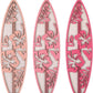 3 Pieces Hibiscus Surfboard Decor for Bedroom Wooden Beach Wall Decor Summer Wood Surfboard Wall Hanging Sign for Tropical Living Room Decoration(Pink)