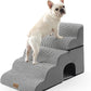 Wide Dog Stairs with Tunnel, Foam Detachable Large Dog Step for Small Pet, Puppy or Cats, Medium Pet Ramp for High Bed, Couch, Sofa or Car, 19.7x33x22.4 inch, 5 Step, White Black