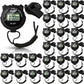 48 Pcs Digital Stopwatch Timer Plastic Whistle Bulk for Sports Coaches Referee Waterproof Watch Timer Whistle with Lanyard Multi Function Electronic Fitness Date Alarm (Black)