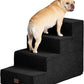 EHEYCIGA Dog Stairs for Bed 20" H, 4-Step Extra Wide Dog Steps for High Bed, Pet Steps for Small Dogs and Cats, Non-Slip Balanced Pet Ramp Indoor, Black