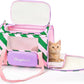 BurgeonNest Cat Carrier, Dog Cat Carriers for Large Medium Cats Under 20 lbs, Soft Sided Pet Carrier, Collapsible Travel Carry Puppy Kitten Cat Carrier with Big Side Bag (Medium, Pink-Green)