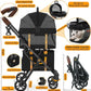 PAWZIDEA Double Pet Stroller with 2 Detachable Carriers, Portable Dog Crate for Car Travel & TSA-Approved Expandable Cat Carrier, Foldable Lightweight Jogger Stroller for 2–4 Cats or Small/Medium Dogs
