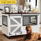 47 inch XL Dog Crate Furniture with Top-Access Teasing/Feeding Doors, Farmhouse Wooden Decorative Dog Crates with Wheels, Chew-Resistant Dog Crates End Table for Medium&Large Dogs, White