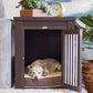 New Age Pet ECOFLEX Dog Crate End Table - Furniture-Style Pet Crate for Crate Trained Dogs - Stainless Steel Tubing & a Latched Closure - 10 Year Manufacturer's Warranty, Medium, Brown