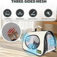 Cat Carrier Purses for Women, Airline Approved Pet Travel Bag for Cats, Kittens, Rabbits up to 10 lbs - Collapsible, Soft-Sided,16x10x10 in, Breathable Mesh with Kitty Pattern, Collar and Leash, Cream