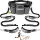 PetAmi Premium Hands Free Dog Leash for 2 Dogs, Adjustable Waist Belt Leash for Dog Walking, Fanny Pack Accessories Bag Dual Bungee Leash for Running, Hiking, Jogging, Biking, Charcoal Grey