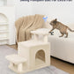 Happi N Pets Dog Stairs with Cat Scratching Post & Large Condo, Stable Pet Steps for High Beds Couch, 3 Combinations Cat Ramp Tree Tower for Cats or Small Dogs, Removable Cushion & Bonus Toy, Beige