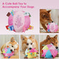 Dog Squeaky Plush Toy with Straps, 6-Inch Soft Stuffed Ball with Cotton Material and Bell Built-in, Pet Interactive Fetch Toy for Small to Large Dog