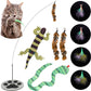Cat Wand Toy with Round Base – Interactive Feather & Glow-in-The-Dark Octopus Attachments – Suction Cup Cat Toy for Indoor Cats & Kittens