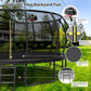 10 12 14 15 16FT Outdoor Trampolines for Kids and Adults, Pumpkin Trampoline with Curved Poles, Recreational Trampoline with Basketball Hoop and Safety Enclosure Net for Kids and Adults