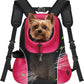 WOYYHO Pet Dog Carrier Backpack Small Dog Front Backpack Ventilated Mesh Dog Travel Back Pack with Safety Belt for Travel Hiking Cycling Outdoor Use (M (5-9 lbs), Rethink Pink)
