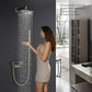 10" Square Rainfall Bathtub and Shower Trim Systems with Rotating Handheld Sprayer, Foldable Tub Spout, Wall-Mounted, Solid Brass Valve with Shampoo Platform- Brushed Gold (Square, Brushed Gold)