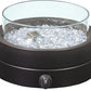 Amazon Basics 14-Inch Round Propane Fire Pit, 9000 BTU Portable Tabletop Fireplace with Glass Stones, Umbrella Hole Compatible for Outdoor Patio Tables & Camping, Brown