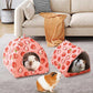 JSPYFITS Guinea Pig Hideout, 2 Pack Guinea Pigs House Set Rabbit Bed, Guineapigs Houses Rabbit Hideout for Small Animal Bunny/Rabbits/Chinchilla Accessories Pink Strawberry