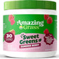 Amazing Grass Sweet Greens and Superfoods Powder for Digestive Health, Greens Powder, Digestive Enzymes, Probiotics, Spirulina, Chlorella, Summer Berry, 30 Servings