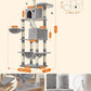Feandrea Cat Tree, 81.1-Inch Large Cat Tower with 13 Scratching Posts, 2 Perches, 2 Caves, Basket, Hammock, Pompoms, Multi-Level Plush Cat Condo for Indoor Cats, Light Gray UPCT190W01