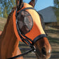 Horse Fly Mask with Ears, UV Protection Mask for Horses, Elasticity Mask with Big Mesh Eye Covers, Snug Fitting Comfortable Lightweight Red Orange Cob