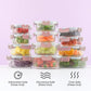 JoyJolt 24pc Borosilicate Glass Storage Containers with Lids | 12 Airtight/Freezer Safe Food Storage Containers for Pantry and Kitchen | Meal Prep Container for Lunch | Glass Tupperware Set