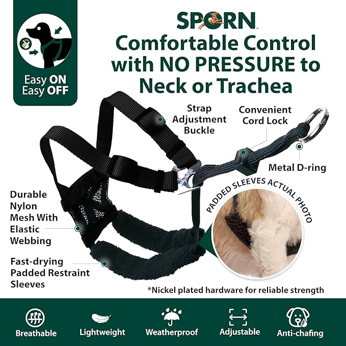 Sporn No Pull Dog Harness for Medium-Sized Dog - Red Mesh, Durable Nylon, Breathable, Adjustable, Lightly Padded, Soft & Easy, Heavy Duty Body Halter Harness for Medium Size Breeds