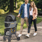 PAWZIDEA Double Pet Stroller with 2 Detachable Carriers, Portable Dog Crate for Car Travel & TSA-Approved Expandable Cat Carrier, Foldable Lightweight Jogger Stroller for 2–4 Cats or Small/Medium Dogs