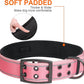 Fida Heavy Duty Dog Collar 1.5” Width, Ultra Soft Neoprene Padded, Adjustable Reflective Nylon Pet Collar with Two Metal Pin Belt Buckle for Large/X-Large Breeds (XL, Pink)