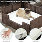 YITAHOME Rattan Dog Sofa Bed with Cushion,Wicker Pet Bed Sofa Couch Indoor Outdoor Water Unaffected for Large Medium Small Dogs Cats (24.8''L*19.7''W*9.8'',Beige)
