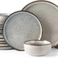 GBHOME Ceramic Dinnerware Sets for 6, 18 Pieces Stoneware Plates and Bowls Sets, Reactive Glaze Dishes -Scratch Resistant, Dishwasher&Microwave Safe, Green Wheat