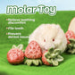 TEEWY 4PCS Hamster Chew Toys, Guinea Pig Chew Toys for Teeth with Natural Vegetables and Timothy Grass, Chinchilla Toys,Dental Care for Rats/Guinea Pigs/Hamsters and Gerbil, Strawberry-Shape